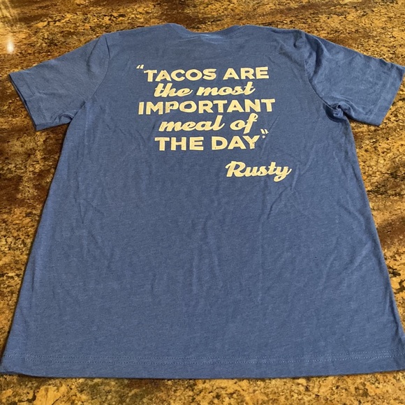 Women’s Medium Blue Short Sleeve T-Shirt, Rusty Taco, Atlanta, GA, NWOT / promo - Picture 2 of 6